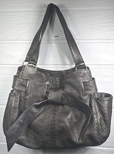 Borsa a tracolla Brighton Cleo fiocco pelle grande peltro metallizzato tasche laterali  - Foto 1 di 13