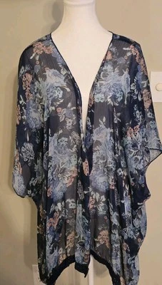 Funda Kimono Mason & Makenzie Mujer XL Azul Marino Floral Transparente  Foto 1 de 4