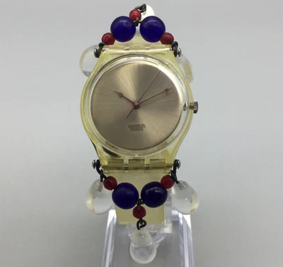 Reloj Swatch Chandelier GZ125 Vintage Cara Dorada Hecho en Suiza 1992 Con Cuentas Arte Raro Foto 1 de 4