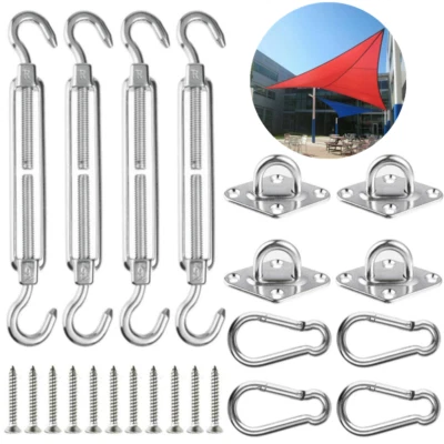 Stainless Steel Sun Sail Shade Canopy Fixing Fittings Hardware Accessory Kit - Image 1 of 4
