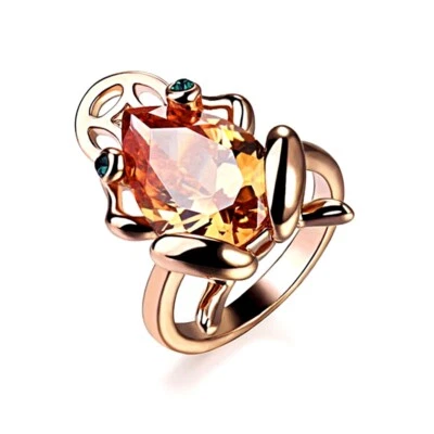 18K Rose Gold Filled Made With Genuine Swarovski Crystal Lucky Frog Ring Foto 1 de 4