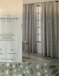 Threshold Gray Stone Tile Medallion Curtain Panel 54 x 84 One piece - Picture 1 of 7