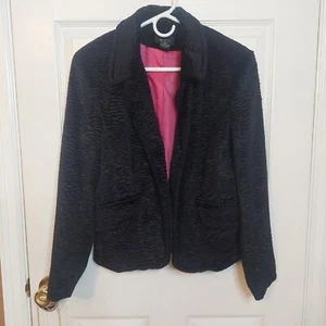 M.D.L. New York Vintage Black Faux Fur Jacket Y2K Maximalism Lined Blazer Size 8 - Picture 1 of 11