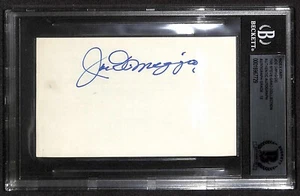 Tarjeta índice firmada por Joe DiMaggio New York Yankees Legend béisbol HOF 3x5 BECKETT - Imagen 1 de 3