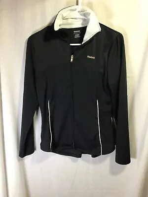 Reebok Play Dry Women’s Black Medium Full Zip Polyester Running Jacket J3 • 8.78€