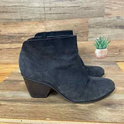 Coclico Gray Suede Corduroy ankle Booties Boots Womens 7 slip on wood heel - Image 1 of 4
