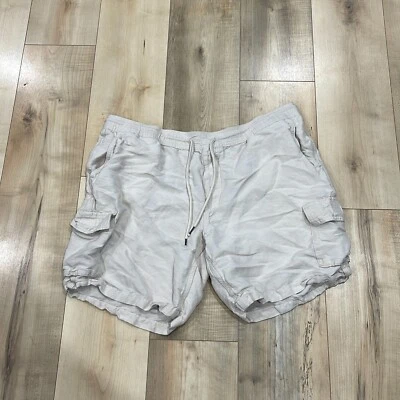 Pantalones Cortos de Carga Informales Cubavera Para Hombres Tostados Cordón Cintura Tiro Medio Frente Plano Talla XL Foto 1 de 4