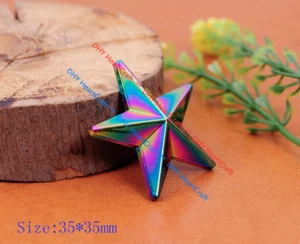 5X Shiny Bright Rainbow Star Sewing Closures Connectors Shank Leathercraft Decor - Picture 1 of 8