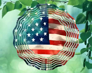 8 Inch Distressed American Flag USA Hanging Wind Spinner Garden Yard 8rws-106 - Picture 1 of 2
