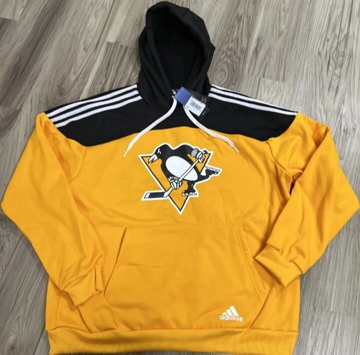 Adidas Pittsburgh Penguins Aeroready Hoodie Men’s Size Medium Yellow HM3026