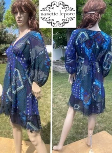NANETTE LEPORE chiffon trasparente vestito bambola bambino ANTHROPOLOGIE estate boho donna SM - Foto 1 di 19