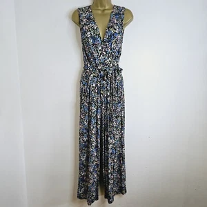 NEW Ex DOROTHY PERKINS 10-20 Wrap Front Ditsy Floral Print Belted Jumpsuit Black - Picture 1 of 7