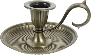 Healifty Taper Candle Holders Vintage Bronze Candlestick Holder with Handle Euro - Picture 1 of 9