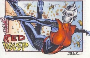 2010 Marvel Dangerous Divas Series 1 Sketch Card Cleveland Red Wasp