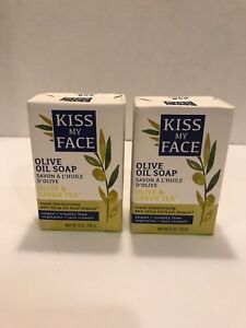 2 Bars Kiss My Face Moisturizing Bar Soap for All Skin Types - Olive & Green Tea