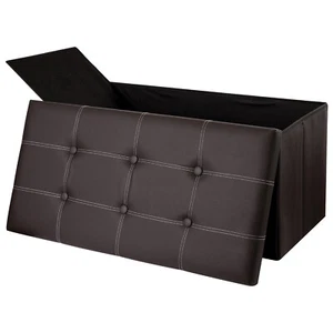 30" Ottoman Folding Storage Bench Footrest Seat Storage Chest with Padded Seat - Picture 1 of 45
