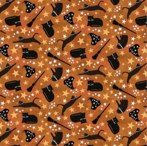 Textiles P&B - Magia práctica - Lanzamiento de gato negro - Naranja, tela por comprar - Imagen 1 de 5