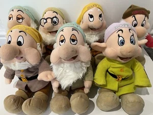 Vintage Official Disney 15" Seven Dwarf Plush Toy Set of 7 Complete VGC - Picture 1 of 8