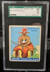 1933-40 Goudey Indian Gum Buffalo Bull SGC 3.5 VG+ Beautiful! #36