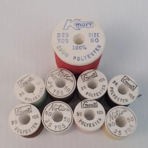 Vintage Thread on Styrofoam Spools Polyester Assorted Lot of 8 Small  1 Large - Picture 1 of 5