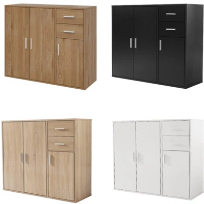 Wooden Sideboard Cabinet Cupboard Unit Storage Furniture With 2 Drawers 3 Doors