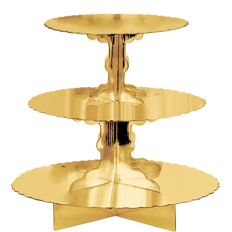 Amscan 140075.19 3 Tier Cupcake Treat Stand Gold