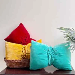 Velvet Bow Shape Pillow Cover With 40 Colors- Soft Decorative Pillow, Bow Shape - Picture 1 of 10