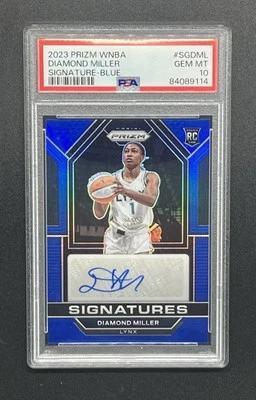 2023 WNBA Prizm Diamond Miller Rookie Auto Blue Prizm 13/49 PSA 10 Gem Lynx RC - Image 1 of 2