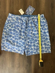NEW Peter Millar Seaside Swim Trunks Mens XXL 2XL Blue Palm Trees Bathing Suit - Picture 1 of 8