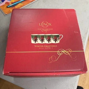 Lennox Set Of 4 Christmas Mugs New In Original Box Winter Greetings - Picture 1 of 13