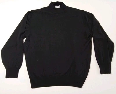 Men's Linea Uomo Black 100% Merino Wool Sweater As Large (54) Made In Italy Wool - Image 1 of 4