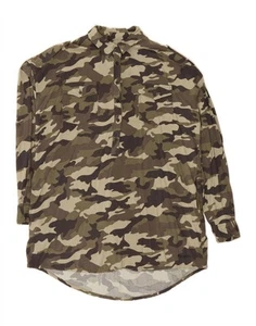 PEPE JEANS Womens Military Pullover Shirt UK 16 Large Green Camouflage AD10 - Picture 1 of 3
