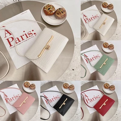 Modische Damen-Schultertasche PU-Leder quadratisch Handtasche Schloss Schnalle S - Bild 1 von 4