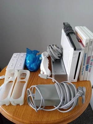 Nintendo Wii Console Bundle w/ Stand Cords Controllers Covers and Bonus Games - Image 1 of 4