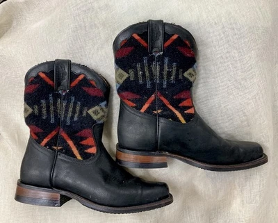 Boulet Paul Brodie Boots Women 7.5 Pendelton Wool Southwest Aztec Native Western - Image 1 of 4