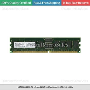 HYS72D64300GBR-7-B Infineon 512MB DDR Registered ECC PC-2100 266Mhz - Picture 1 of 1