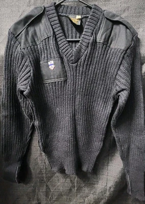 Citadel Sweater Mens Large 38 Black Military V Neck Pullover Wool Made In GB EUC - Image 1 of 4