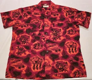 Vintage 50er 60er Jahre Duke of Hollywood Baumwolle Schlaufenkragen Hawaiihemd 2 Taschen - Bild 1 von 7