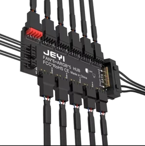JEYI Sync Fan Hub 4Pin PWM e 5V 3Pin ARGB SATA RGB Lighting PCB - Bild 1 von 4