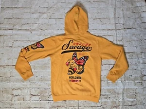 Fresh Laundry Mens Yellow Hoodie Pullover Savage Worldwide Champ 1975 Size S - Picture 1 of 6