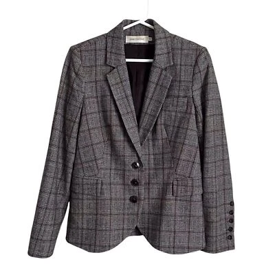 Blazer Anne Fontaine EU 40 US 6-8 Lord a Cuadros Gris Tostado Academia Preppy Carrera Foto 1 de 4