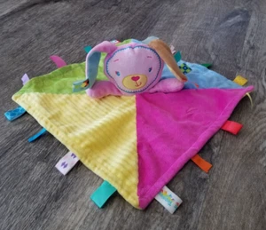 TAGGIES 13" Plush Bunny Rabbit Baby Lovey Sensory Security Blanket Colorful - Picture 1 of 3