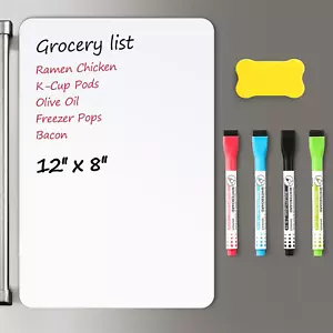 1 Pack Magnetic Dry Erase Board Sheet for Fridge, 12"x8" Erasable Refrigerator W - Picture 1 of 9