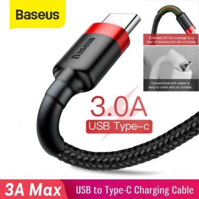 Baseus USB to Type C Cable Fast Charge Braided Lead 1M 2M For Samsung Universal - Image 1 of 4