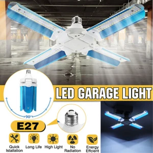 E27 LED Bulb Super Bright Foldable Garage Light Fan Blade Ceiling Light 200W - Picture 1 of 11
