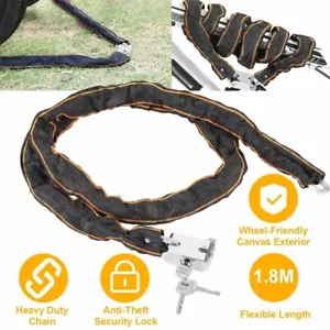 5.9ft/1.8M Motorcycle Bicycle Heavy Duty Chain Lock Padlock Anti Theft Security - Picture 1 of 9