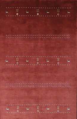 Stylish and Durable Gabbeh Red Rug Hand-knotted Wool 5x8 ft. - Image 1 of 4