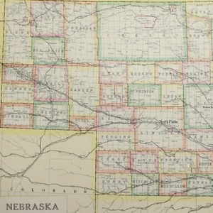 NEBRASKA MAP STATE Large COLOR 1928 21"x14" Jazz Age 1920s F CRAM - Picture 1 of 2
