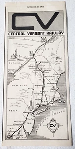 Vintage Central Vermont Railway CV Timetable October 29 1961 Train Railroad Map - Bild 1 von 4