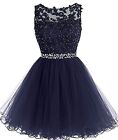 Dydsz Womens A Line Tulle Prom Dresses Short Beaded Homecoming Party Club Gown